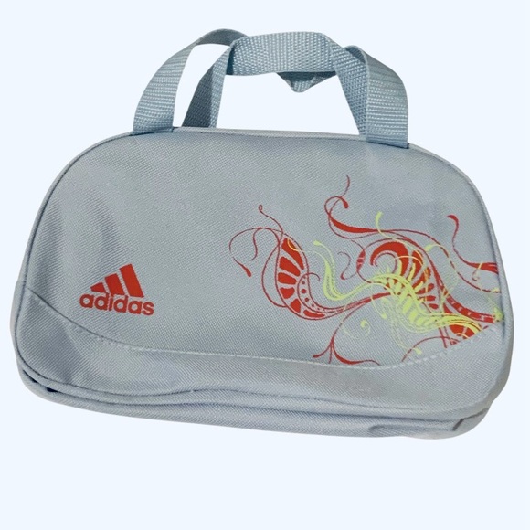 adidas Handbags - Adidas Toiletry Cosmetics Zipper Bag Light Gray Red and Yellow Design NWOT